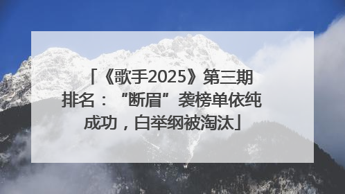 《歌手2025》第三期排名：“断眉”袭榜单依纯成功，白举纲被淘汰