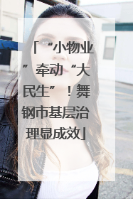 “小物业”牵动“大民生”！舞钢市基层治理显成效