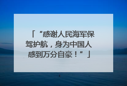 “感谢人民海军保驾护航，身为中国人感到万分自豪！”