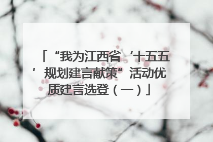 “我为江西省‘十五五’规划建言献策”活动优质建言选登（一）