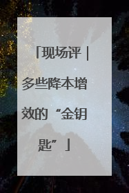 现场评｜多些降本增效的“金钥匙”