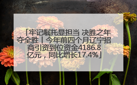 牢记嘱托显担当 决胜之年夺全胜丨今年前四个月辽宁招商引资到位资金4186.8亿元，同比增长17.4%