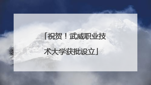 祝贺！武威职业技术大学获批设立