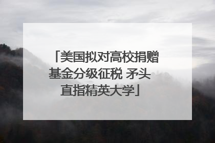 美国拟对高校捐赠基金分级征税 矛头直指精英大学