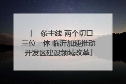 一条主线 两个切口 三位一体 临沂加速推动开发区建设领域改革