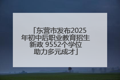 东营市发布2025年初中后职业教育招生新政 9552个学位助力多元成才
