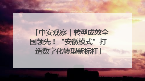 中安观察｜转型成效全国领先！“安徽模式”打造数字化转型新标杆