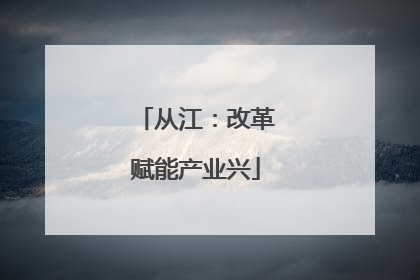 从江：改革赋能产业兴
