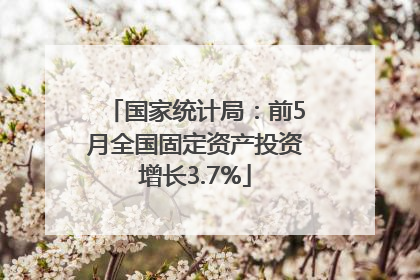 国家统计局：前5月全国固定资产投资增长3.7%