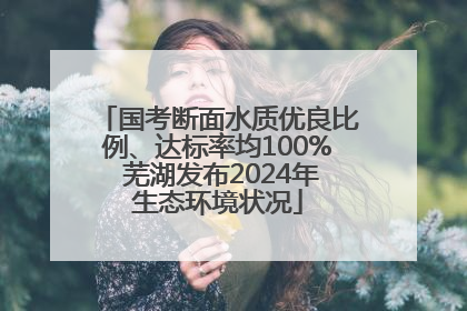 国考断面水质优良比例、达标率均100% 芜湖发布2024年生态环境状况