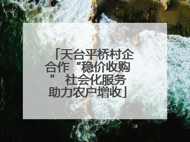 天台平桥村企合作“稳价收购” 社会化服务助力农户增收