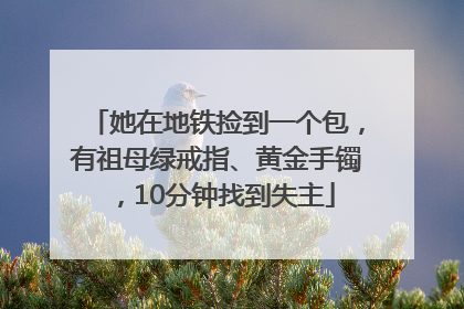 她在地铁捡到一个包，有祖母绿戒指、黄金手镯，10分钟找到失主