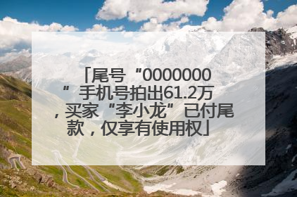 尾号“0000000”手机号拍出61.2万，买家“李小龙”已付尾款，仅享有使用权