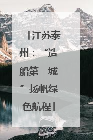 江苏泰州：“造船第一城”扬帆绿色航程