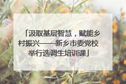 汲取基层智慧，赋能乡村振兴——新乡市委党校举行选调生培训课