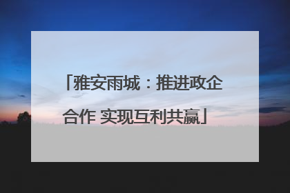 雅安雨城：推进政企合作 实现互利共赢