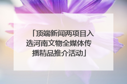 顶端新闻两项目入选河南文物全媒体传播精品推介活动
