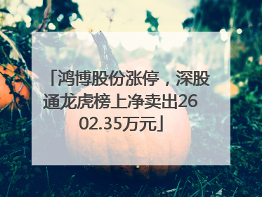 鸿博股份涨停，深股通龙虎榜上净卖出2602.35万元