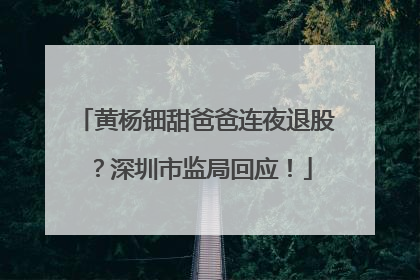 黄杨钿甜爸爸连夜退股？深圳市监局回应！